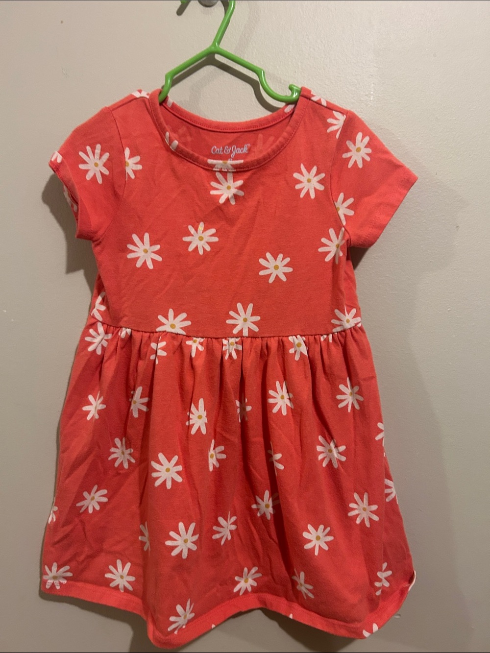 Cat & Jack Coral Daisy Print Short Sleeve Dress